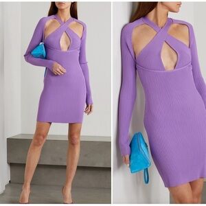NWT David Koma Cutout Ribbed Stretch-knit Mini Dress